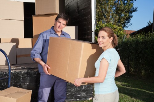 Removal van loading household items for storage and delivery